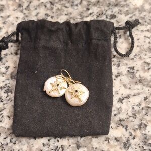 Gold Starfish Pearl Earrings